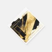 Elegant Luxe Zwart Goud Monogram Modern Glam Servet (Hoek)