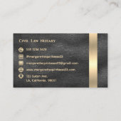 Elegant Luxe Zwart Leer Stijlvol Goud Monogram Visitekaartje (Achterkant)