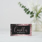 Elegant Luxe Zwart Roos Goud Sparkling Glitter Visitekaartje (Staand voorkant)