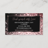 Elegant Luxe Zwart Roos Goud Sparkling Glitter Visitekaartje (Achterkant)