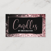 Elegant Luxe Zwart Roos Goud Sparkling Glitter Visitekaartje (Voorkant)