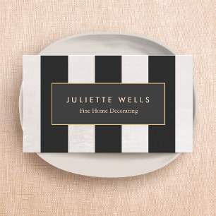 Elegant Luxe  Zwart-wit Gestreept Visitekaartje