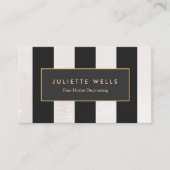 Elegant Luxe  Zwart-wit Gestreept Visitekaartje (Voorkant)
