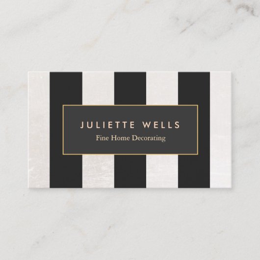 Elegant Luxe  Zwart-wit Gestreept Visitekaartje (Voorkant)