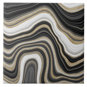 Elegant luxe zwarte witte en goudmarmer trendy tegeltje