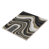 Elegant luxe zwarte witte en goudmarmer trendy tegeltje (Zijkant)