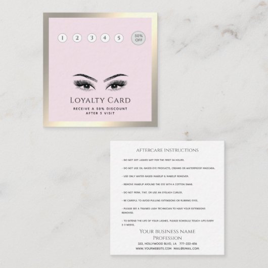 Elegant luxe zweeft make-up eye aftercare klantenkaartje (Voorkant / Achterkant)