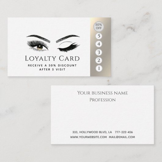 Elegant luxe zweeft make-up wink ogen klantenkaartje (Voorkant / Achterkant)