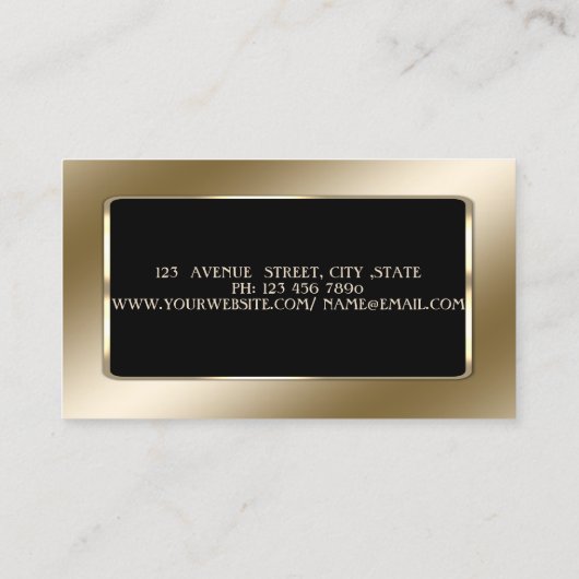 Elegant luxestijlvol, modern, zwart Lijst Visitekaartje (Achterkant)