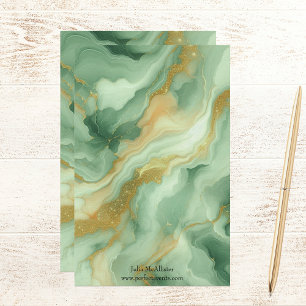 Elegant Luxueus Groen Marmer met Gouden Accenten Briefpapier