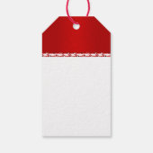Elegant luxueus rood satijnbooglitter kerst cadeaulabel (Achterkant)