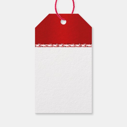 Elegant luxueus rood satijnbooglitter kerst cadeaulabel (Achterkant)