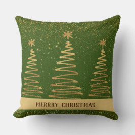 Elegant luxueuze glitterbomen sterren goudgroen kussen