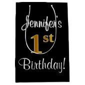 Elegant, Luxurieus, Faux Gold Blik 1ste verjaardag Medium Cadeauzakje (Voorkant)