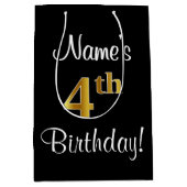 Elegant, Luxurieus, Faux Gold Blik vierde verjaard Medium Cadeauzakje (Voorkant)