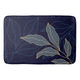 Elegant Luxurous Blue Navy Gold Leaf Badmat