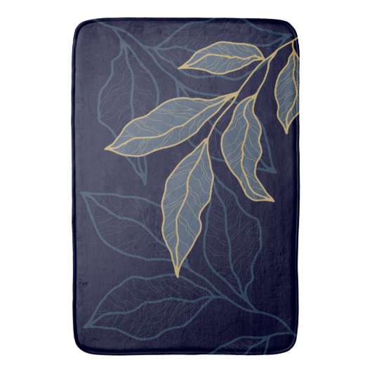 Elegant Luxurous Blue Navy Gold Leaf Badmat (Voorkant Verticaal)