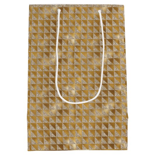 Elegant Luxurous Gold Silver Glitter Sparkle Medium Cadeauzakje (Achterkant)