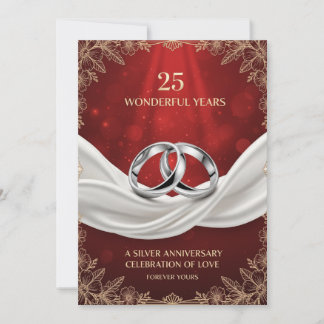 Elegant Luxury 25th Wedding Anniversary Card – Sil Feestdagenkaart