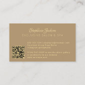 Elegant luxury beige and gold QR code hairstylist Visitekaartje (Achterkant)