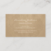 Elegant luxury beige leather copper gold monogram visitekaartje (Achterkant)