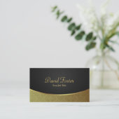 Elegant Luxury Black en Gold Damask Visitekaartje (Staand voorkant)