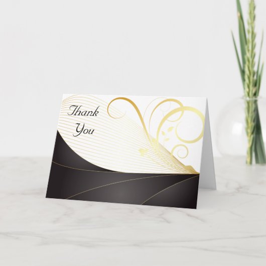 Elegant Luxury Black en Gold Monogram Hartelijk da Bedankkaart (Voorkant)