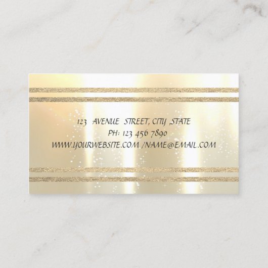 Elegant Luxury ,Black ,Faux Gold Glittery Stripes Visitekaartje (Achterkant)