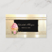 Elegant Luxury ,Black ,Faux Gold Glittery Stripes Visitekaartje (Voorkant)