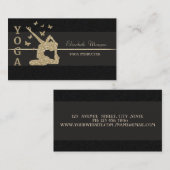 Elegant Luxury Black Glitter Girl Yoga Instructor Visitekaartje (Voorkant / Achterkant)