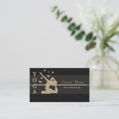 Elegant Luxury Black Glitter Girl Yoga Instructor Visitekaartje (Staand voorkant)