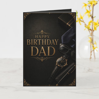Elegant Luxury Black & Gold Birthday Card for Dad Kaart