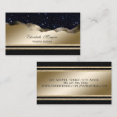 Elegant Luxury, Black, Gold Glitter Stripes Visitekaartje (Voorkant / Achterkant)