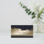 Elegant Luxury, Black, Gold Glitter Stripes Visitekaartje (Staand voorkant)