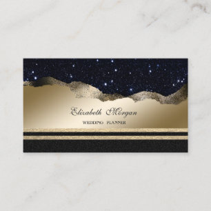 Elegant Luxury, Black, Gold Glitter Stripes Visitekaartje