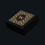 Elegant Luxury Black Gold Leaf Pattern Cadeaudoosje<br><div class="desc">Geef je geliefde een beetje les met dit elegante goudblad en het zwarte monogram ontwerp. Dit product heeft een  gouden bladpatroon met een  gevoel. Pas de monogram aan uw keuze aan. Het is een perfecte cadeaudoos om je geliefde mementos te plaatsen.</div>
