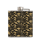 Elegant Luxury Black Gold Leaf  Pattern Heupfles (Achterkant)