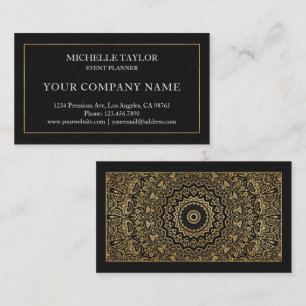 Elegant Luxury Black Gold Mandala Professional Visitekaartje