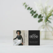 Elegant Luxury Black Interior Designer Photo Logo Visitekaartje (Staand voorkant)