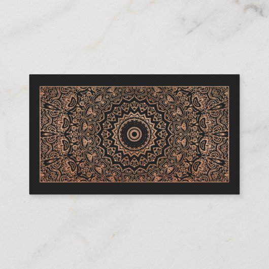 Elegant Luxury Black RoseGold Mandala Professional Visitekaartje (Achterkant)