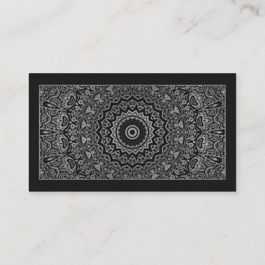 Elegant Luxury Black Silver Mandala Professional Visitekaartje (Achterkant)