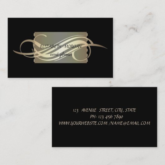 Elegant Luxury Black Visitekaartje (Voorkant / Achterkant)