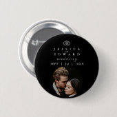 Elegant Luxury Black White Monogram Foto Weduwscha Ronde Button 5,7 Cm (Voorkant /achterkant)