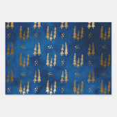 Elegant Luxury  Blue Gold Leaves Berries Inpakpapier Vel (Voorkant 3)