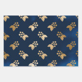 Elegant Luxury  Blue Gold Leaves Berries Inpakpapier Vel (Voorkant 2)
