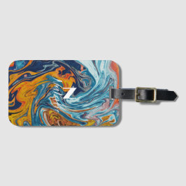 Elegant Luxury Blue Gold Monogram Bagagelabel