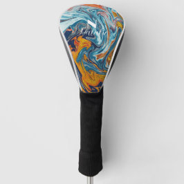 Elegant Luxury Blue Gold Monogram Golfheadcover