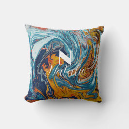 Elegant Luxury Blue Gold Monogram Kussen