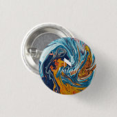 Elegant Luxury Blue Gold Monogram Ronde Button 3,2 Cm (Voorkant /achterkant)