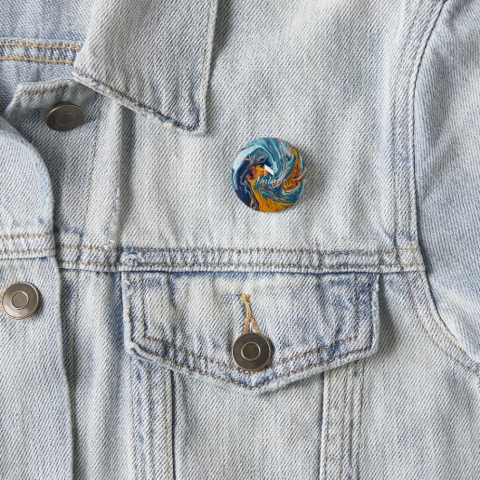 Elegant Luxury Blue Gold Monogram Ronde Button 3,2 Cm (In situ)